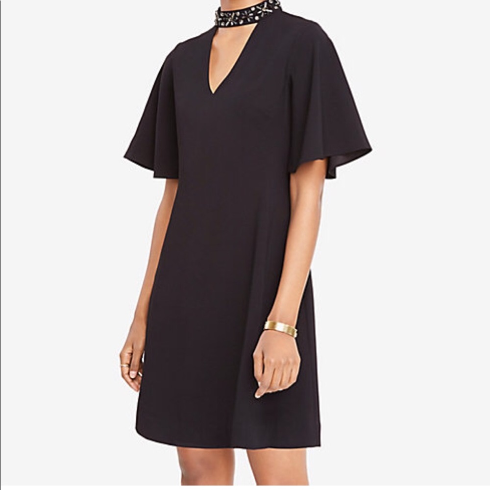 Beaded neck cut out dress